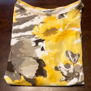 Christopher & Banks Yellow Floral Short Sleeve Tee